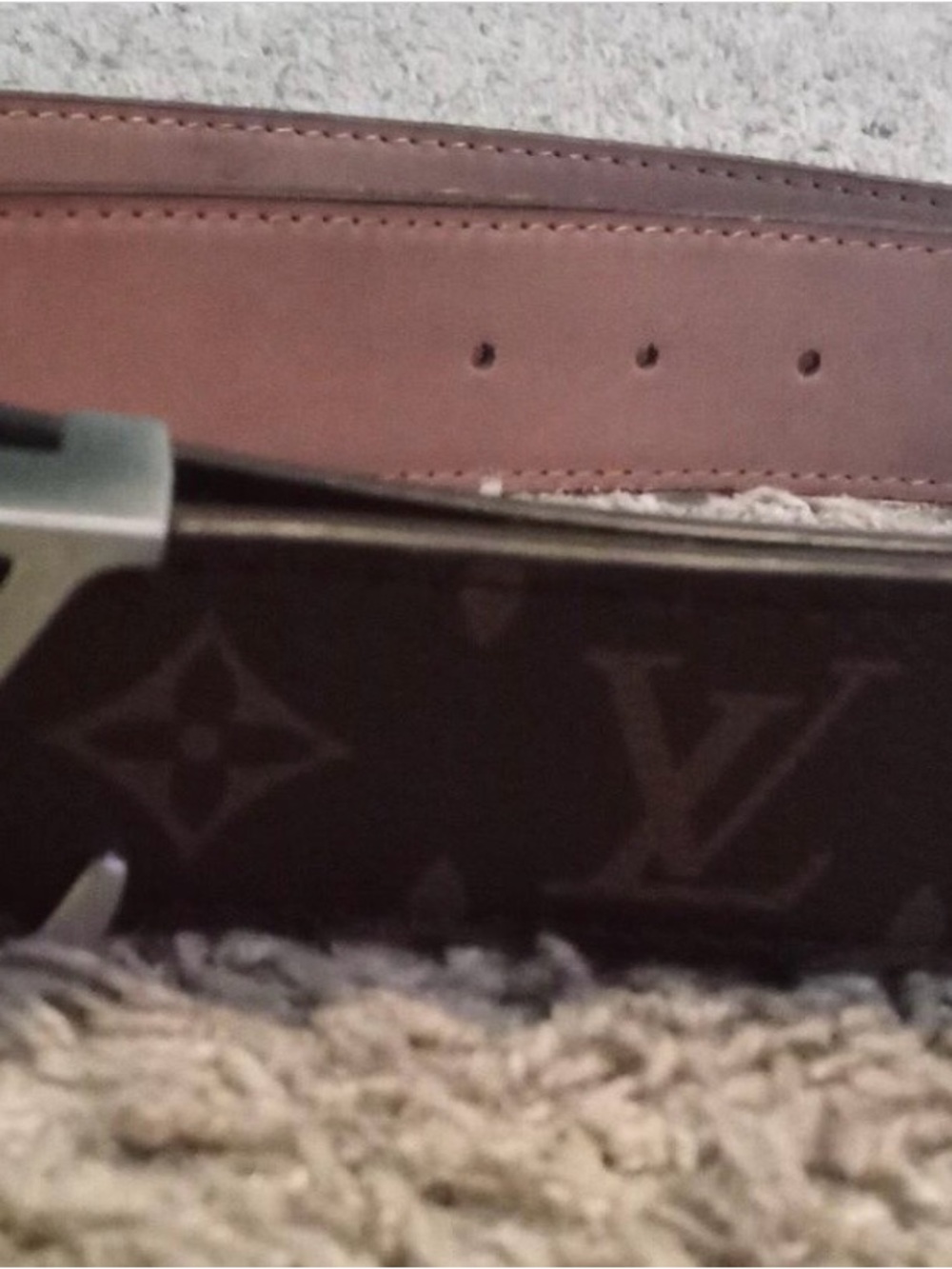 Louis Vuitton Brown Monogram Canvas and Leather Belt